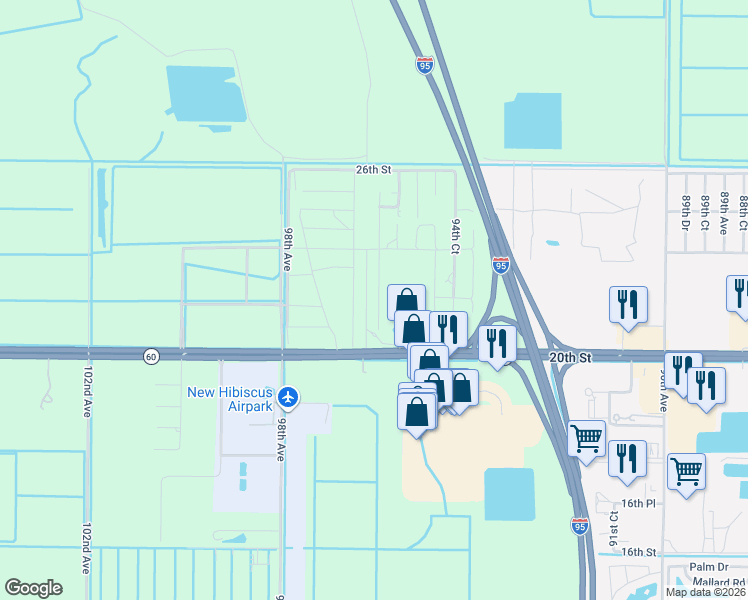 map of restaurants, bars, coffee shops, grocery stores, and more near 2120 96th Court in Vero Beach