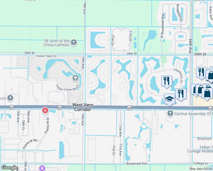 map of restaurants, bars, coffee shops, grocery stores, and more near 97 Sunrise Drive in Vero Beach