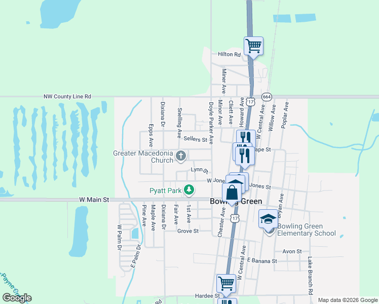 map of restaurants, bars, coffee shops, grocery stores, and more near 519 West Grape Street in Bowling Green