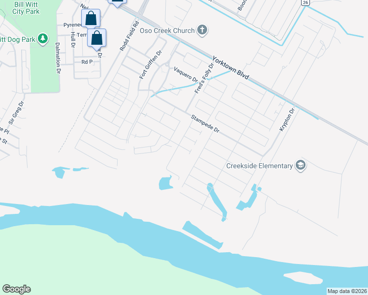 map of restaurants, bars, coffee shops, grocery stores, and more near 7918 Prax Morgan Place in Corpus Christi