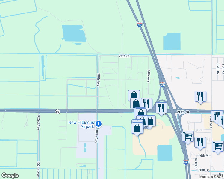 map of restaurants, bars, coffee shops, grocery stores, and more near 9615 21st Lane in Vero Beach