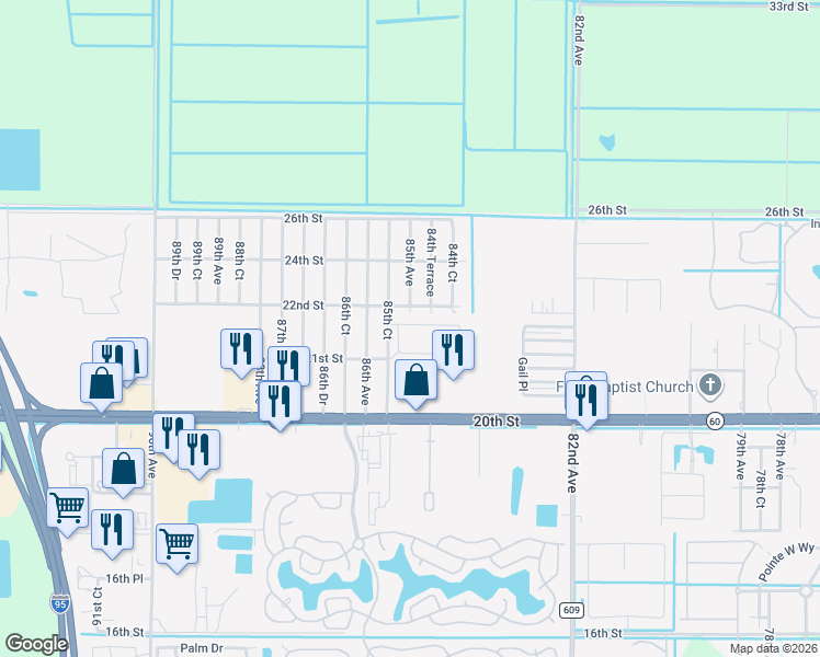 map of restaurants, bars, coffee shops, grocery stores, and more near 2160 Timberlake Circle in Vero Beach