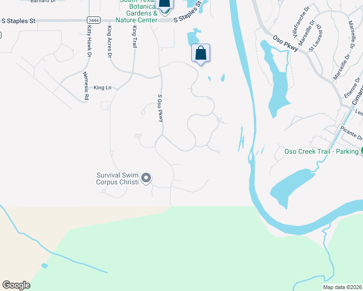 map of restaurants, bars, coffee shops, grocery stores, and more near 8417 Lago Vista Drive in Corpus Christi