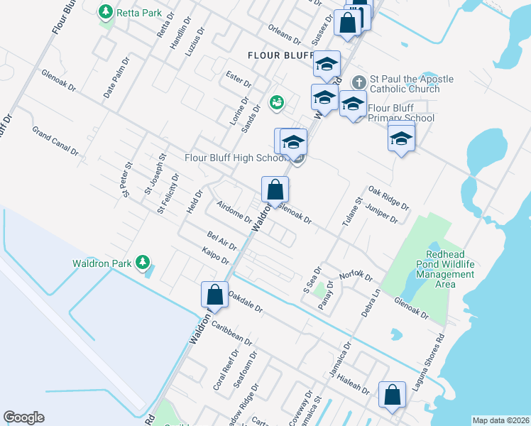 map of restaurants, bars, coffee shops, grocery stores, and more near in Corpus Christi