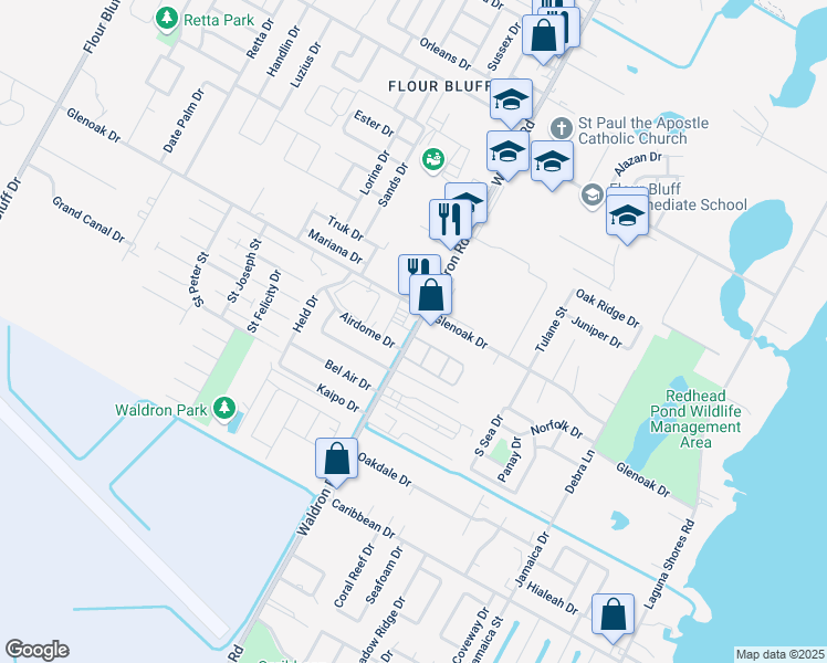 map of restaurants, bars, coffee shops, grocery stores, and more near in Corpus Christi