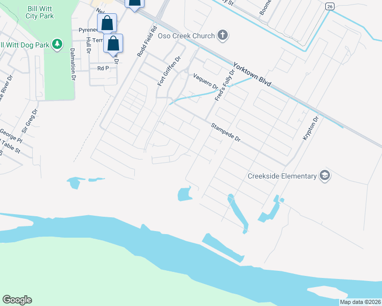 map of restaurants, bars, coffee shops, grocery stores, and more near 7918 Prax Morgan Place in Corpus Christi