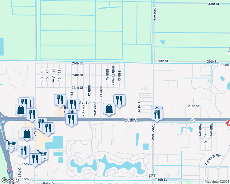 map of restaurants, bars, coffee shops, grocery stores, and more near 2121 Timberlake Circle in Vero Beach