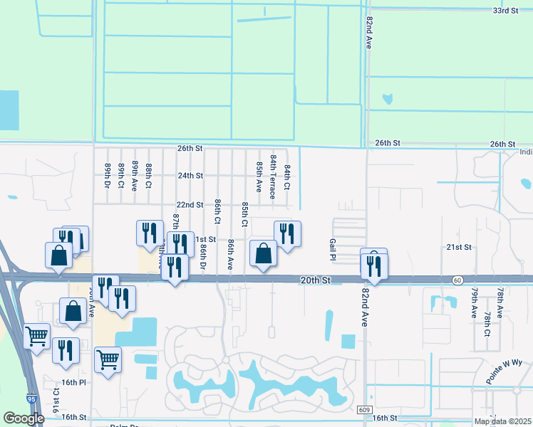 map of restaurants, bars, coffee shops, grocery stores, and more near 2113 Timberlake Circle in Vero Beach
