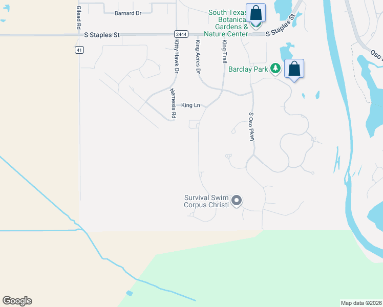 map of restaurants, bars, coffee shops, grocery stores, and more near 5913-5921 King Trail in Corpus Christi
