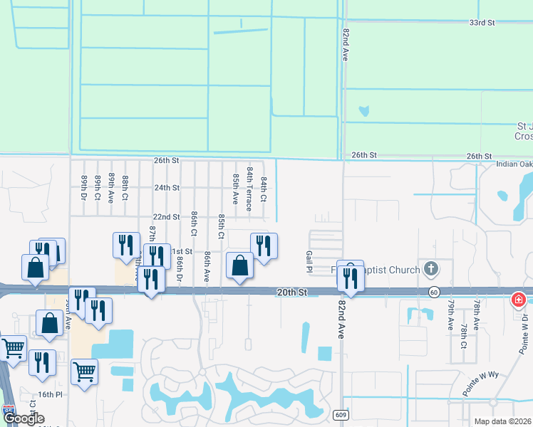 map of restaurants, bars, coffee shops, grocery stores, and more near 2200 84th Court in Vero Beach