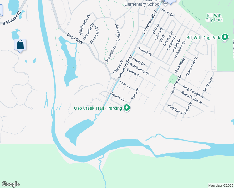 map of restaurants, bars, coffee shops, grocery stores, and more near 6514 Picante Drive in Corpus Christi