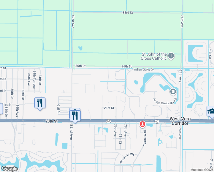 map of restaurants, bars, coffee shops, grocery stores, and more near 2599 79th Avenue in Vero Beach