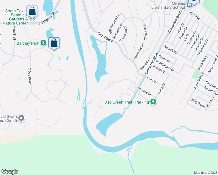 map of restaurants, bars, coffee shops, grocery stores, and more near 6033 Garden Court in Corpus Christi