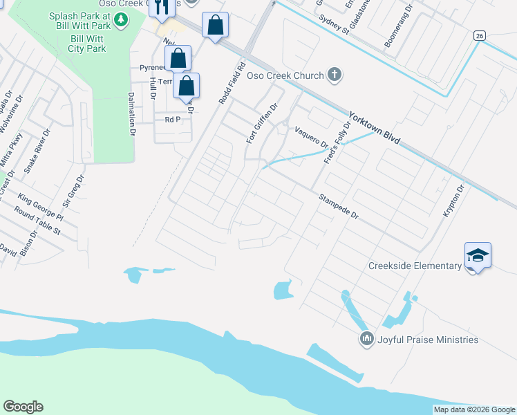 map of restaurants, bars, coffee shops, grocery stores, and more near 7901 Vishal Drive in Corpus Christi