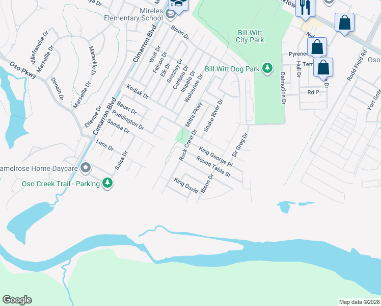 map of restaurants, bars, coffee shops, grocery stores, and more near 6845 Round Table Street in Corpus Christi