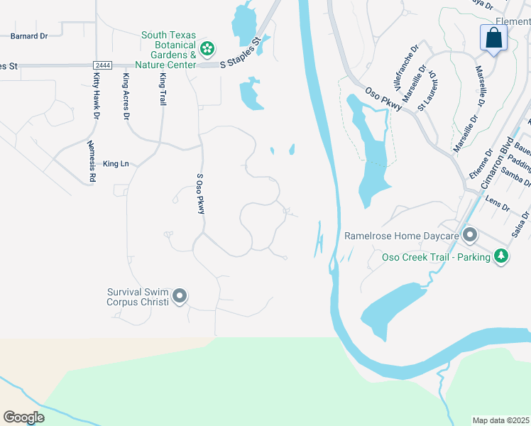 map of restaurants, bars, coffee shops, grocery stores, and more near 6117 Lago Vista Drive in Corpus Christi