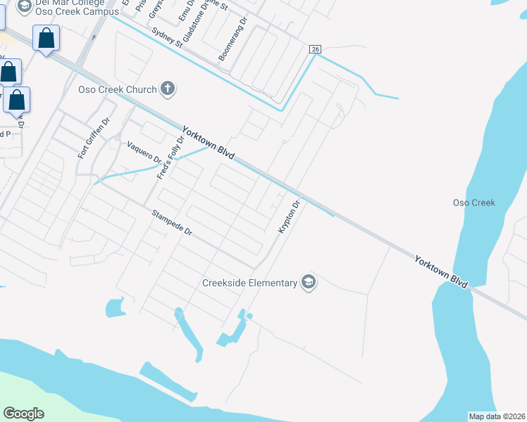 map of restaurants, bars, coffee shops, grocery stores, and more near 7534 Ranch View Drive in Corpus Christi