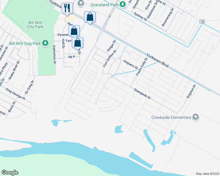 map of restaurants, bars, coffee shops, grocery stores, and more near 7826 Rancho Vista Boulevard East in Corpus Christi