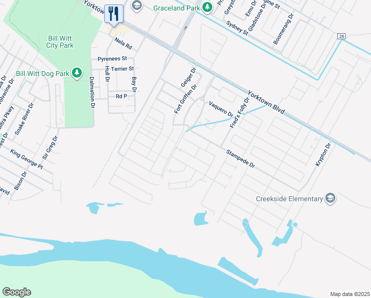 map of restaurants, bars, coffee shops, grocery stores, and more near 7826 Rancho Vista Boulevard East in Corpus Christi