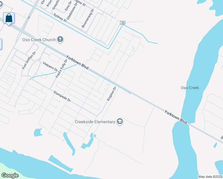 map of restaurants, bars, coffee shops, grocery stores, and more near 7517 Krypton Drive in Corpus Christi