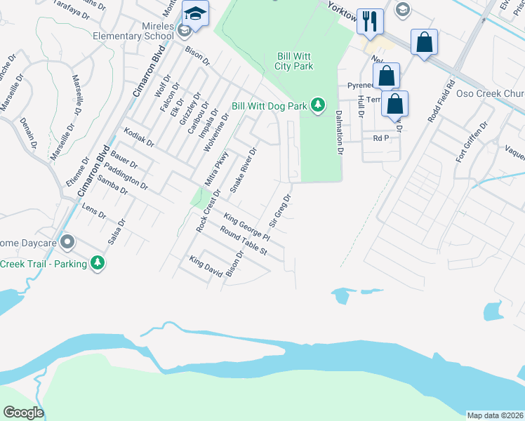 map of restaurants, bars, coffee shops, grocery stores, and more near 8009 Sir Greg Drive in Corpus Christi