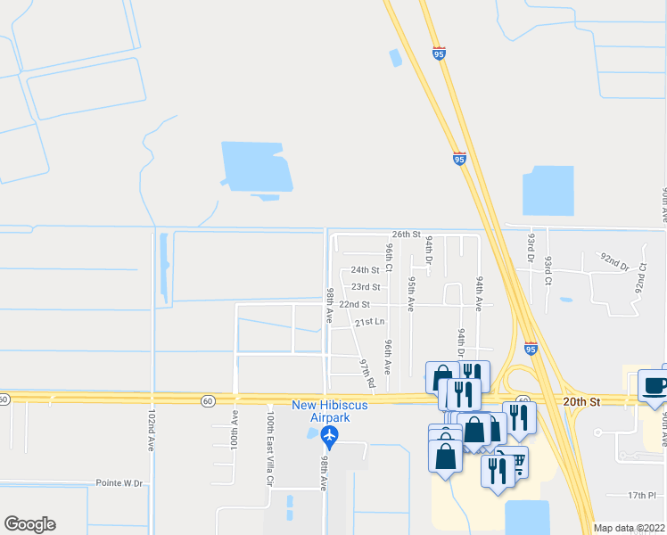 map of restaurants, bars, coffee shops, grocery stores, and more near 2400 98th Avenue in Vero Beach