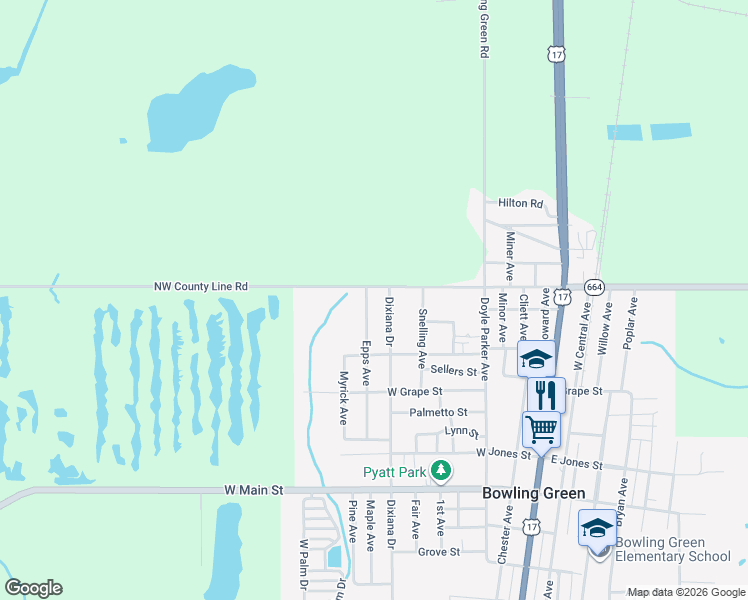 map of restaurants, bars, coffee shops, grocery stores, and more near 5127 Epps Avenue in Bowling Green