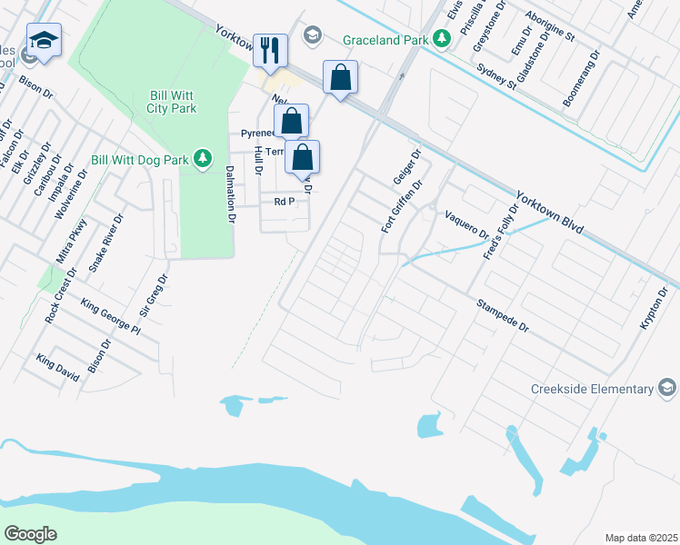 map of restaurants, bars, coffee shops, grocery stores, and more near 7230 Bryson Way in Corpus Christi