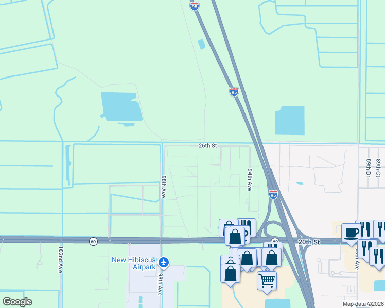map of restaurants, bars, coffee shops, grocery stores, and more near 9650 24th Street in Vero Beach