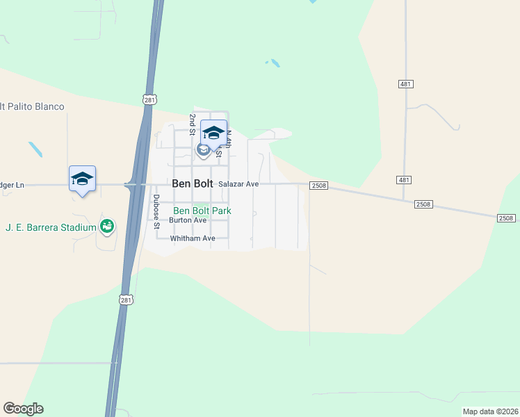 map of restaurants, bars, coffee shops, grocery stores, and more near 128 Zaragosa Street in Alice