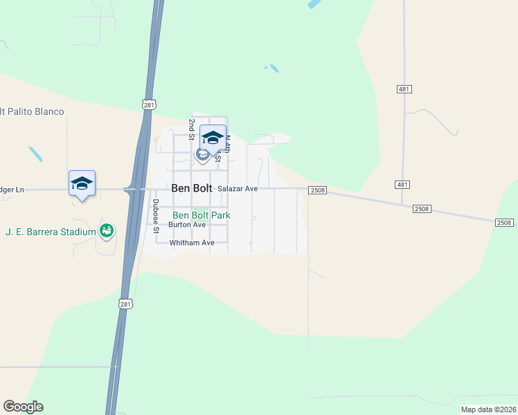 map of restaurants, bars, coffee shops, grocery stores, and more near 128 Zaragosa Street in Alice