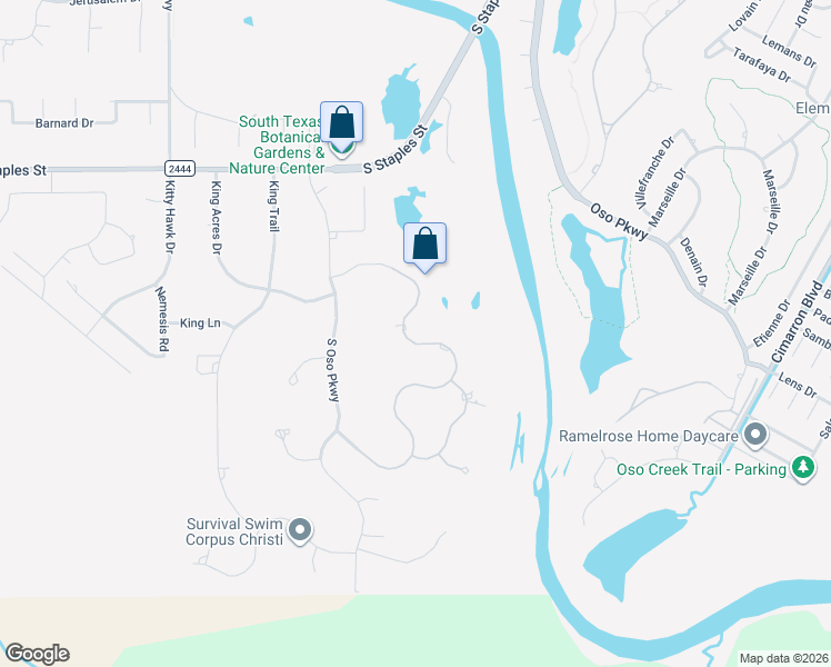 map of restaurants, bars, coffee shops, grocery stores, and more near 5910 Lago Vista Drive in Corpus Christi