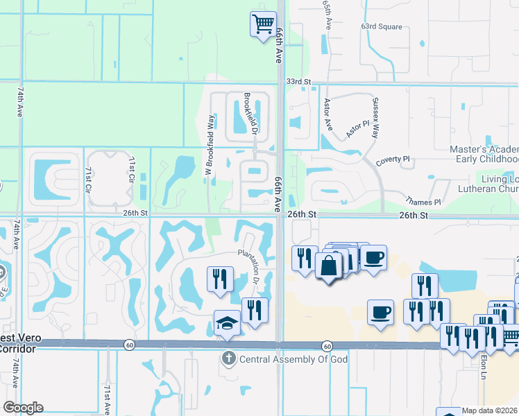 map of restaurants, bars, coffee shops, grocery stores, and more near 6643 Liberty Place in Vero Beach