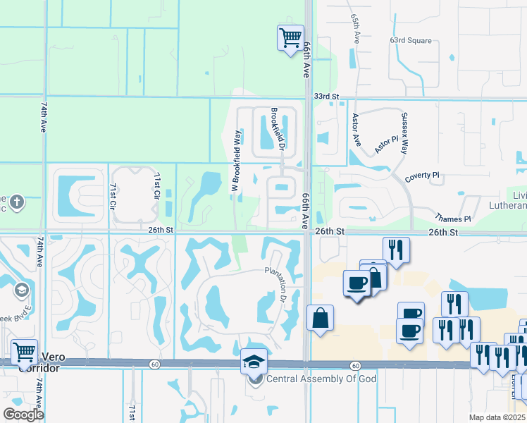 map of restaurants, bars, coffee shops, grocery stores, and more near 3123 Anthem Way in Vero Beach