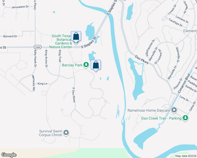 map of restaurants, bars, coffee shops, grocery stores, and more near 5826 Lago Vista Drive in Corpus Christi