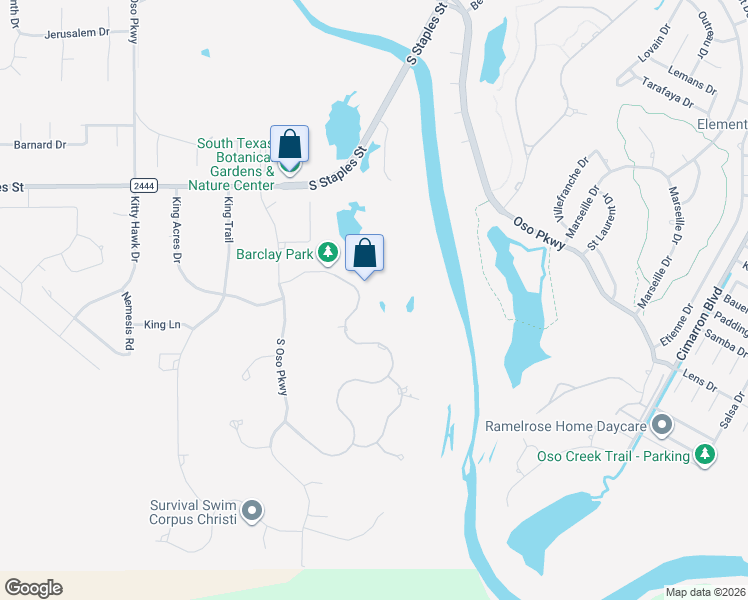 map of restaurants, bars, coffee shops, grocery stores, and more near 5826 Lago Vista Drive in Corpus Christi