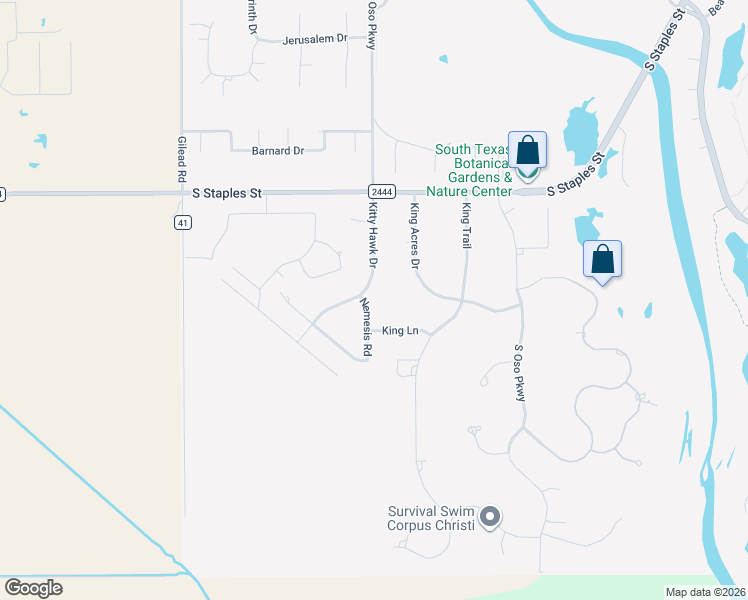map of restaurants, bars, coffee shops, grocery stores, and more near 5702 Nemesis Road in Corpus Christi