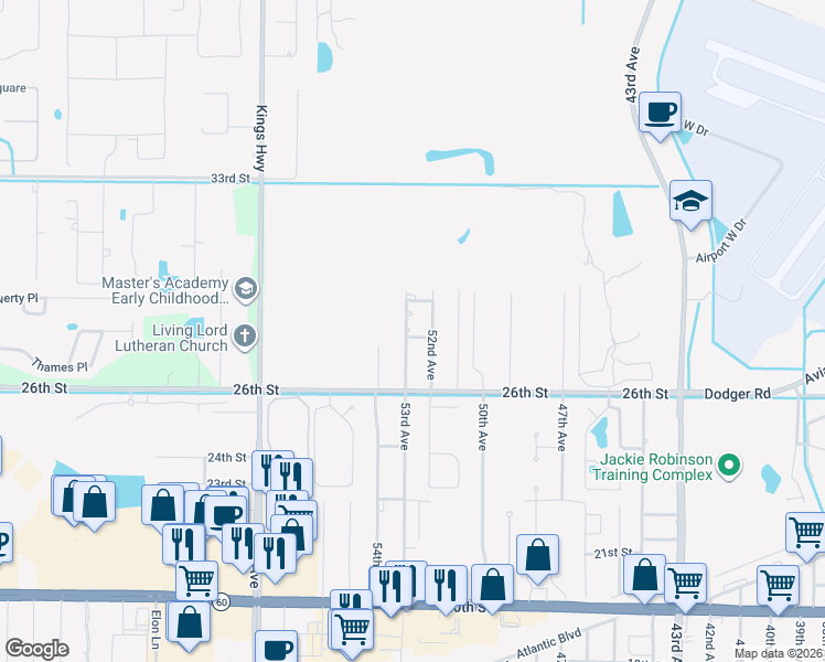 map of restaurants, bars, coffee shops, grocery stores, and more near 2706 53rd Avenue in Vero Beach