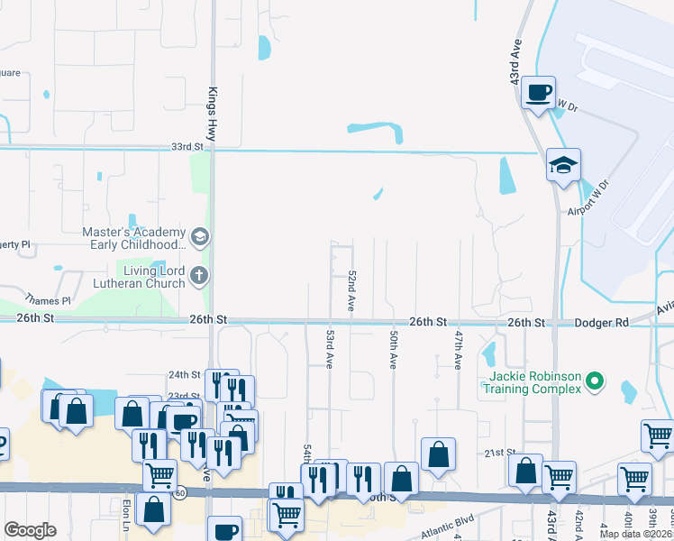 map of restaurants, bars, coffee shops, grocery stores, and more near 2706 53rd Avenue in Vero Beach