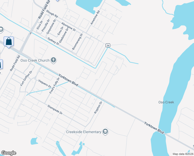 map of restaurants, bars, coffee shops, grocery stores, and more near 7868 Yorktown Boulevard in Corpus Christi