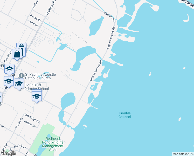 map of restaurants, bars, coffee shops, grocery stores, and more near 2002 Laguna Shores Road in Corpus Christi