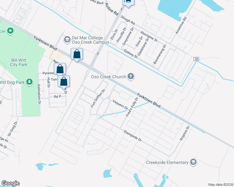 map of restaurants, bars, coffee shops, grocery stores, and more near 7514 Rancho Vista Boulevard in Corpus Christi