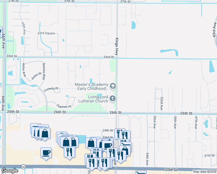 map of restaurants, bars, coffee shops, grocery stores, and more near 2866 58th Court in Vero Beach
