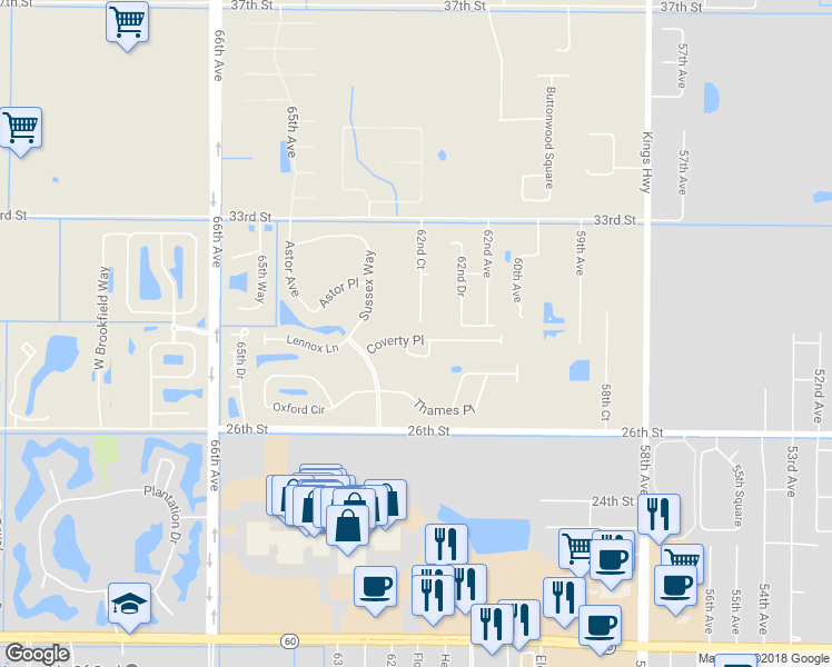map of restaurants, bars, coffee shops, grocery stores, and more near 6232 Coverty Place in Vero Beach