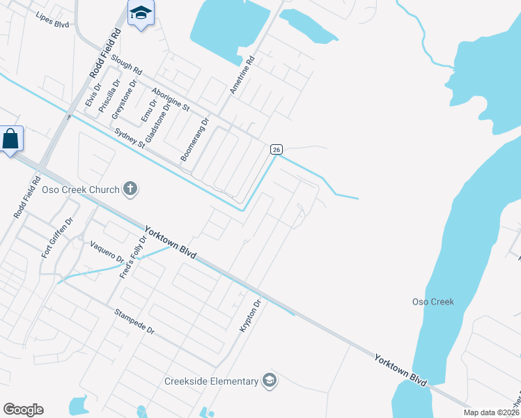 map of restaurants, bars, coffee shops, grocery stores, and more near 7808 Yorktown Boulevard in Corpus Christi