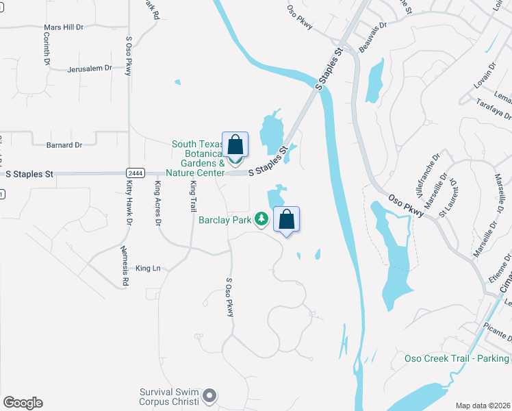 map of restaurants, bars, coffee shops, grocery stores, and more near 5414 Legends Drive in Corpus Christi
