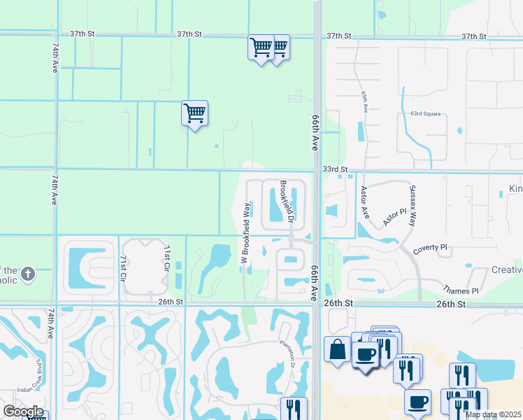 map of restaurants, bars, coffee shops, grocery stores, and more near 3128 Ashford Square in Vero Beach