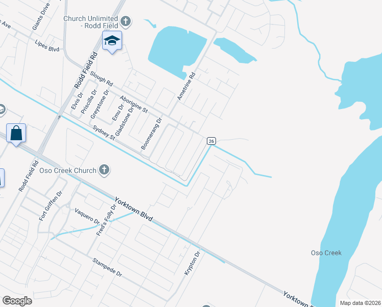 map of restaurants, bars, coffee shops, grocery stores, and more near 3841 Pennine Way in Corpus Christi