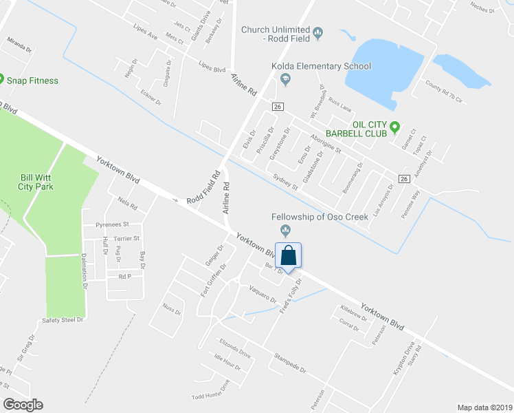 map of restaurants, bars, coffee shops, grocery stores, and more near 4222 Airline Road in Corpus Christi