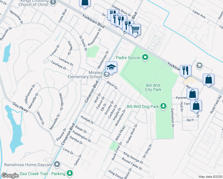 map of restaurants, bars, coffee shops, grocery stores, and more near 7713 Elk Drive in Corpus Christi
